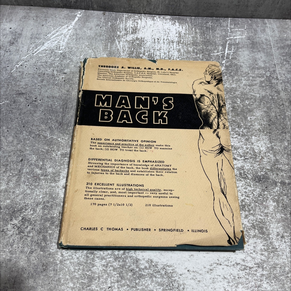 man's back book, by theodore a. willis, m.d., fa.c.s, 1958 Hardcover image 1