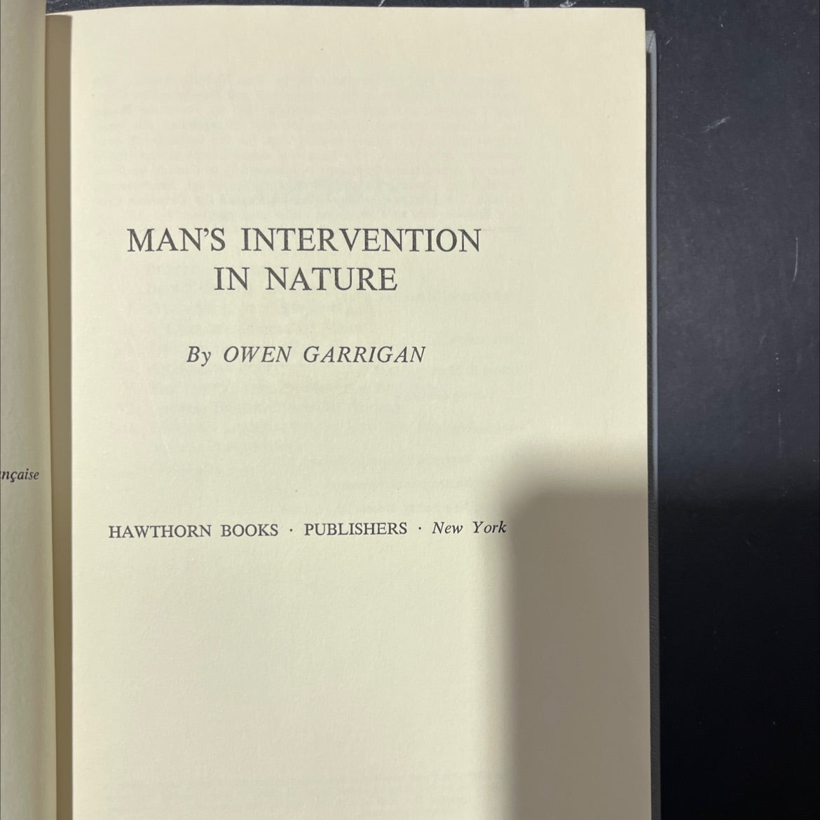 man's intervention in nature book, by owen garrigan, 1967 Hardcover image 2