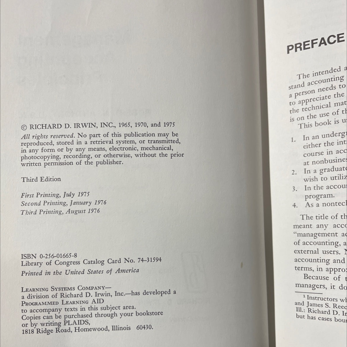 management accounting principles book, by robert n. anthony, james s. reece, 1975 Hardcover image 3