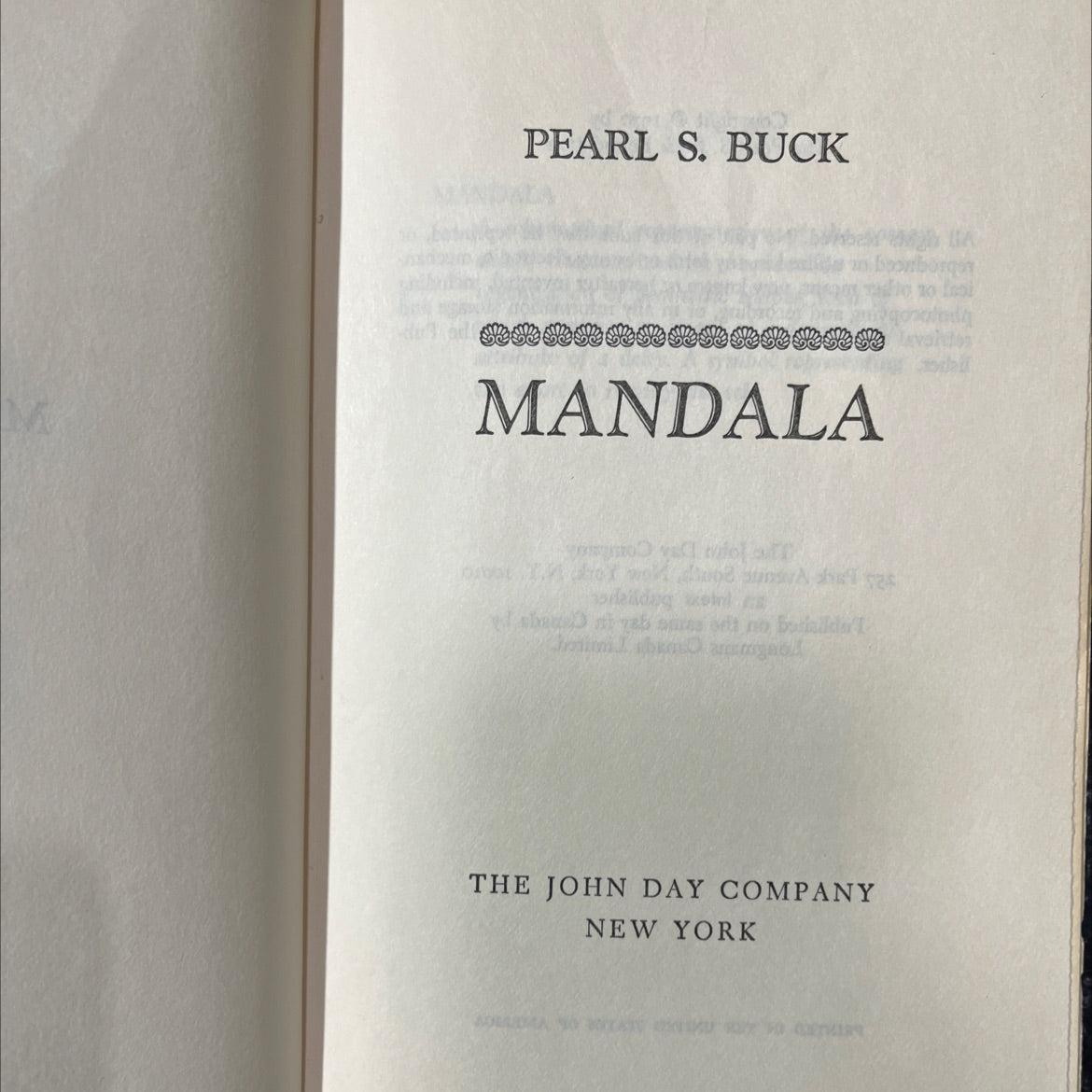 mandala book, by pearl s. buck, 1970 Hardcover image 2