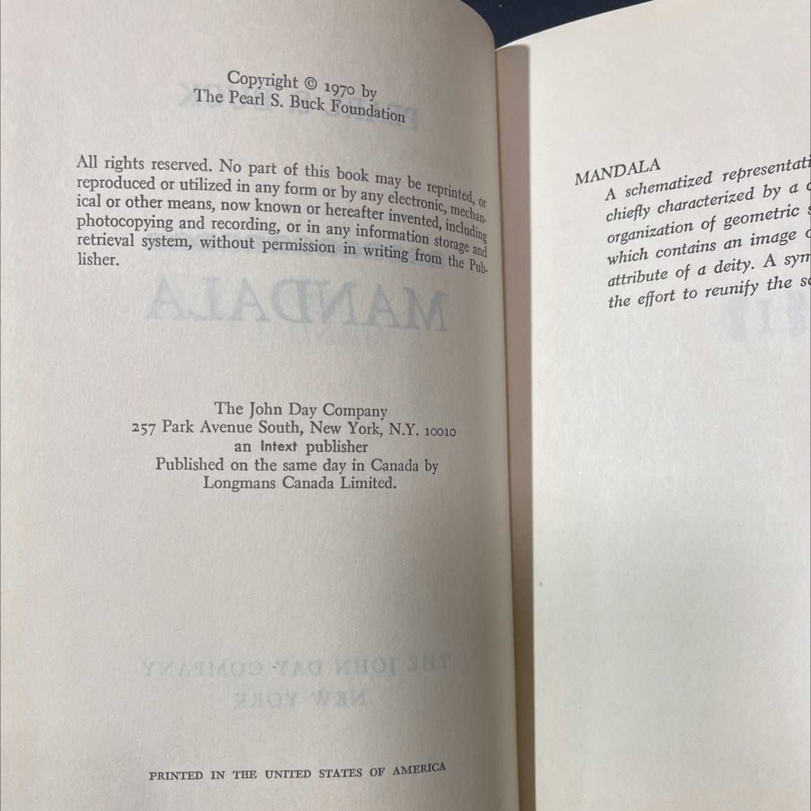 mandala book, by pearl s. buck, 1970 Hardcover image 3