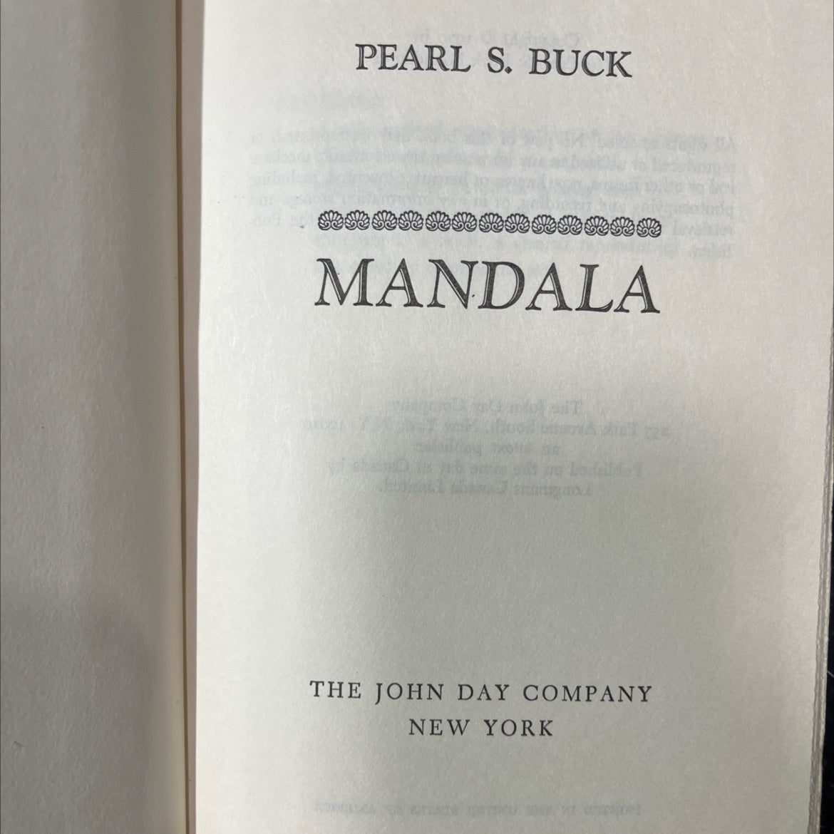mandala book, by pearl s. buck, 1970 Hardcover image 2