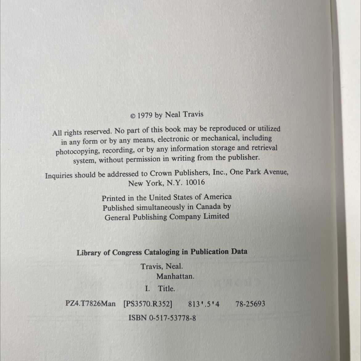 manhattan book, by neal travis, 1979 Hardcover image 3