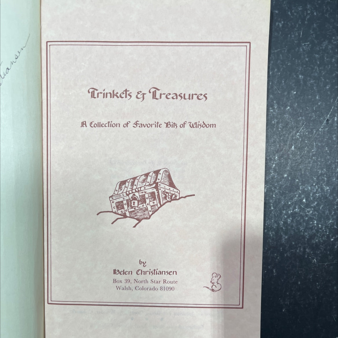 mansen trinkets & treasures a collection of favorite bits of wisdom book, by ibelen christiansen, 1988 Paperback image 2