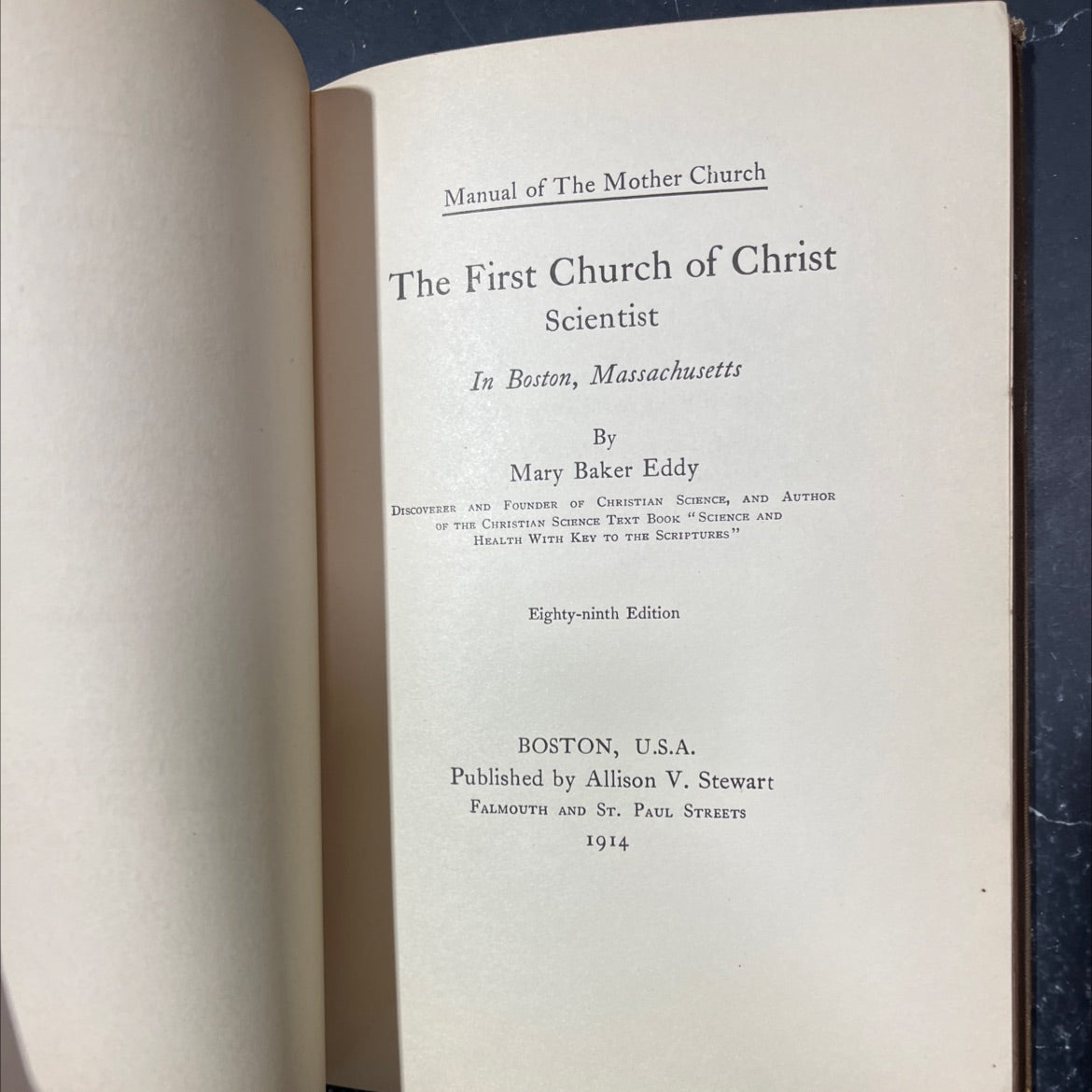 manual of the mother church the first church of christ scientist in boston massachusetts book, by mary baker eddy, 1914 image 2