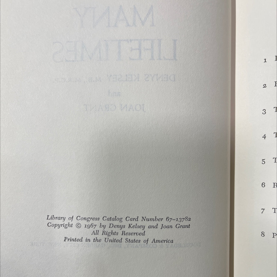 many lifetimes book, by denys kelsey, joan grant, 1967 Hardcover image 3