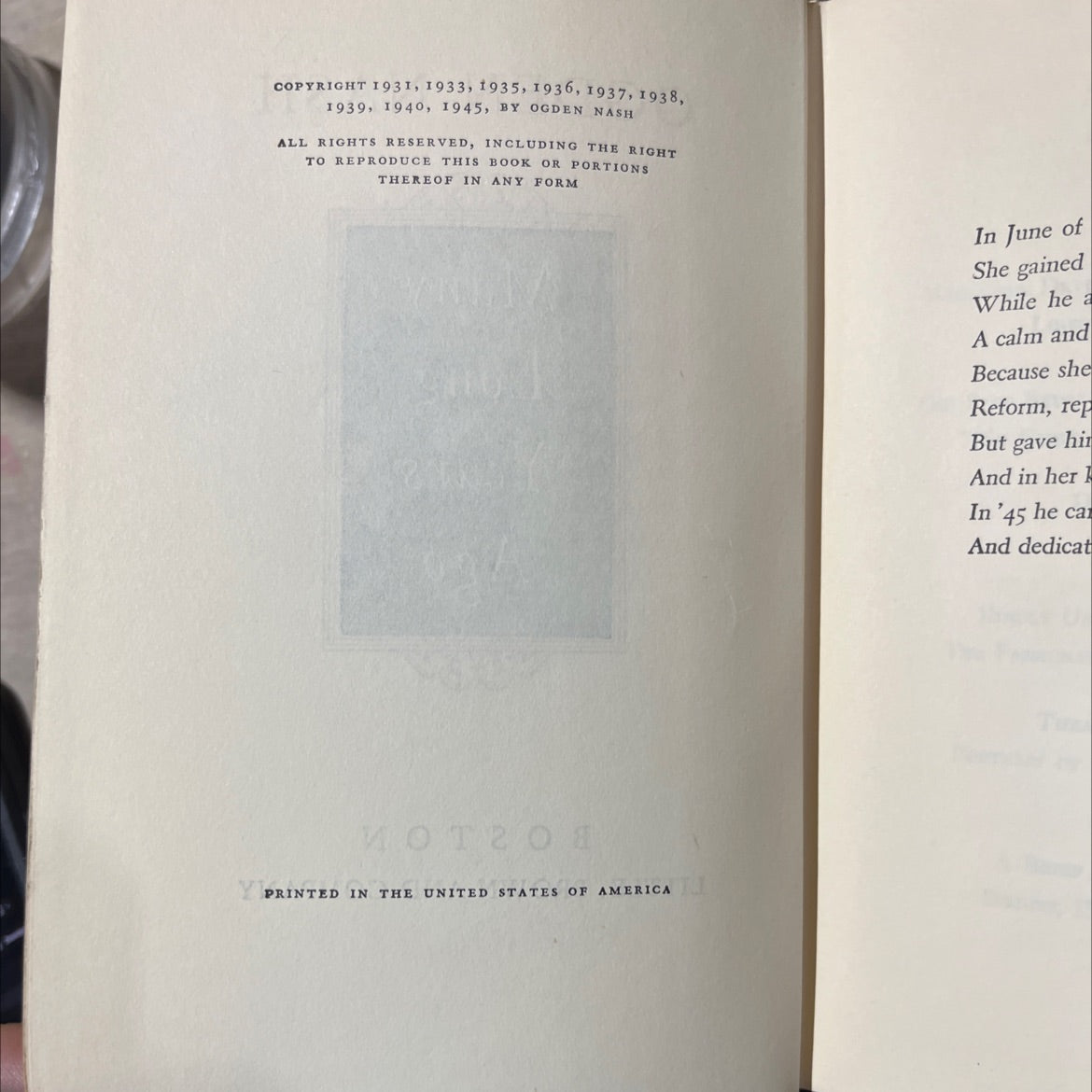 many long years ago book, by ogden nash, 1945 Hardcover image 3