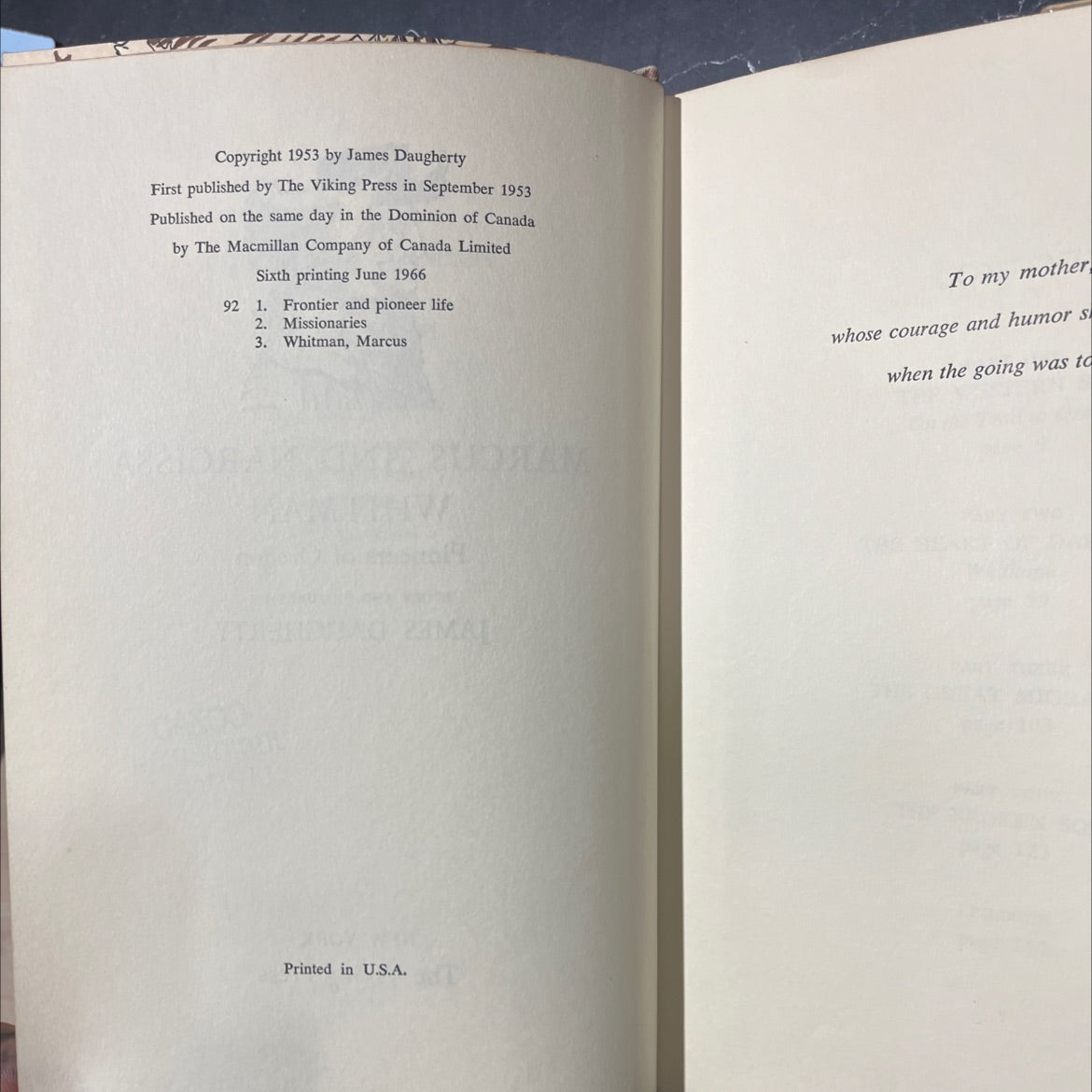 marcus and narcissa whitman pioneers of oregon book, by james daugherty, 1966 Hardcover image 3