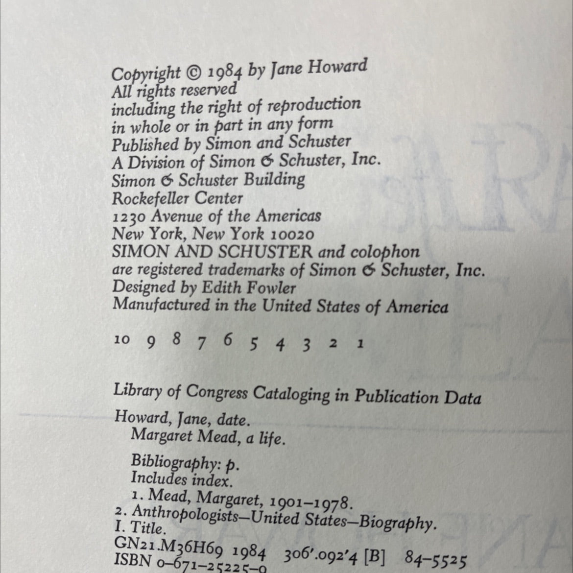 margaret mead, a life book, by jane howard, 1984 Hardcover image 3