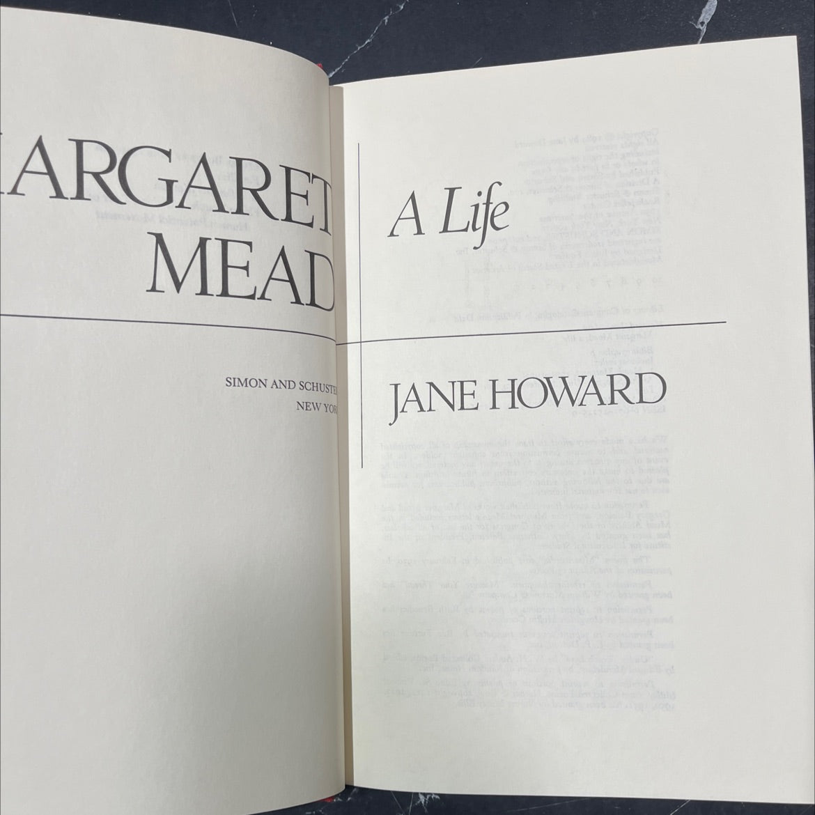 margaret mead, a life book, by jane howard, 1984 Hardcover image 2