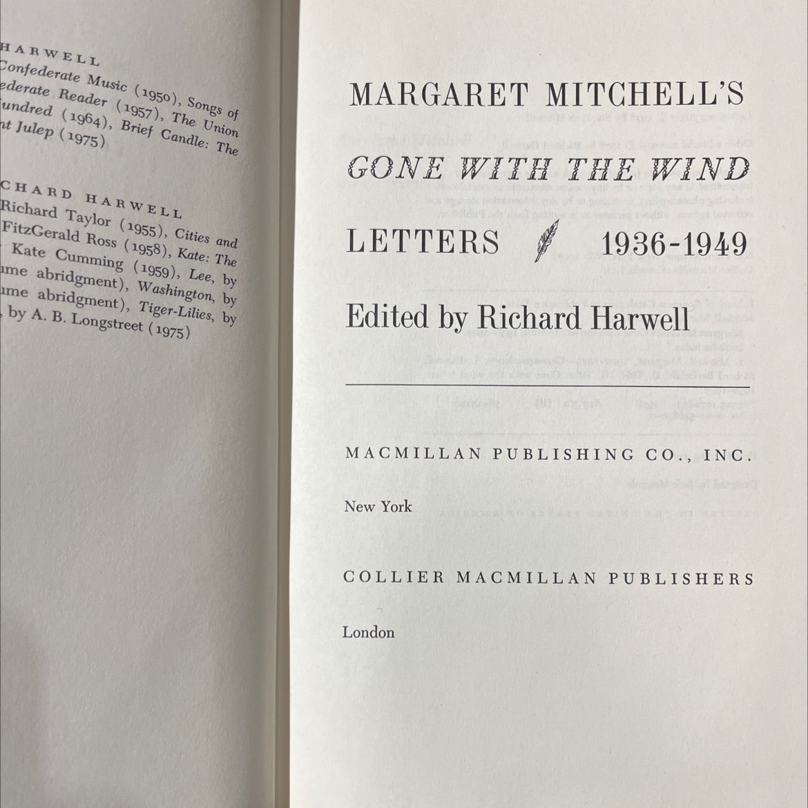 margaret mitchell's gone with the wind letters 1936-1949 book, by richard harwell, 1976 Hardcover image 2