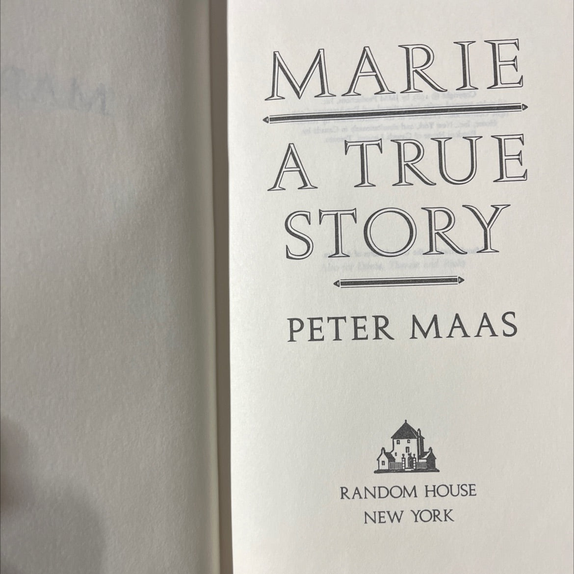 marie a true story book, by peter maas, 1983 Hardcover image 2