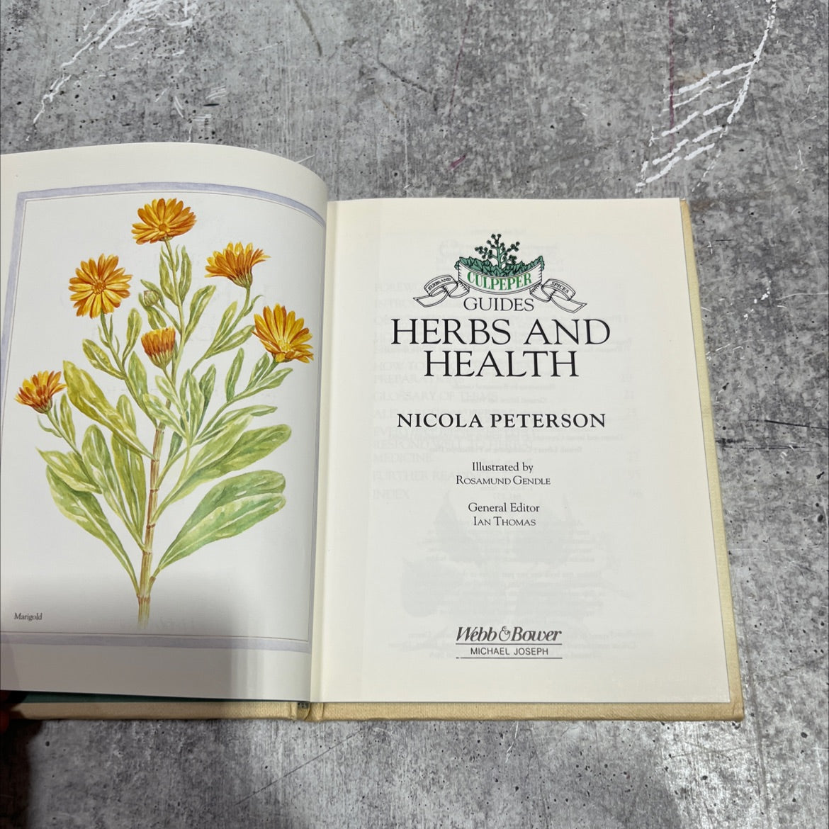 marigold introduction guides herbs and health book, by nicola peterson, 1989 Hardcover image 2