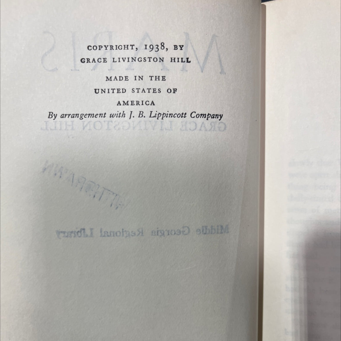 maris aoteema book, by grace livingston hill, 1938 Hardcover image 3