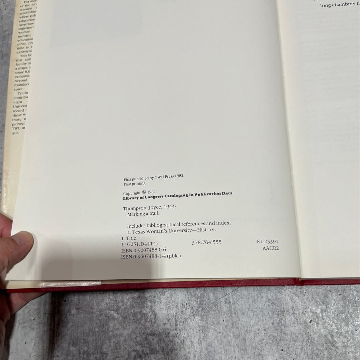 marking a trail a history of the texas woman's university book, by joyce thompson dyer collins jayes thonyson, 1982 image 3