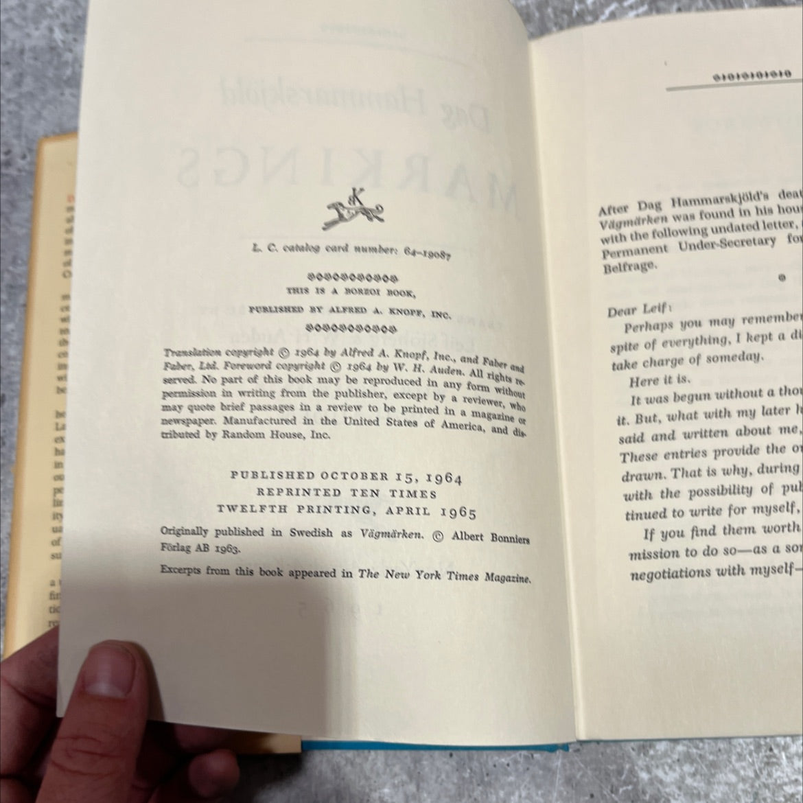 markings book, by dag hammarskjöld, 1965 Hardcover image 3