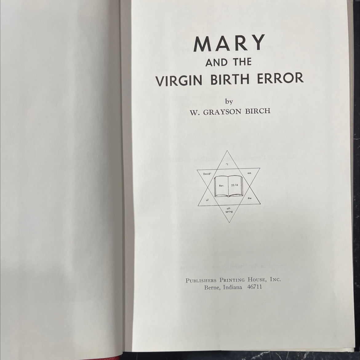 mary and the virgin birth error book, by w. grayson birch, 1966 Hardcover image 2