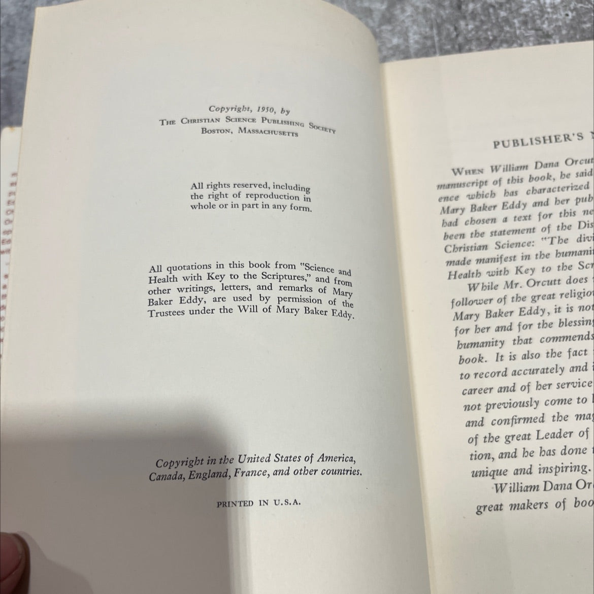 mary baker eddy and her books book, by william dana orcutt, 1950 Hardcover image 3