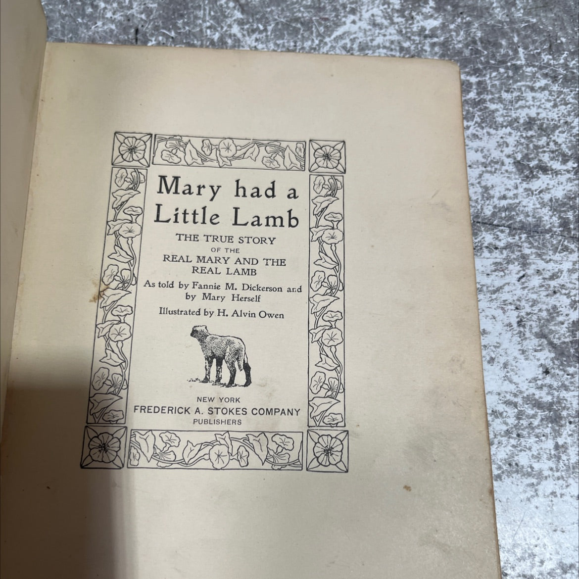 mary had a little lamb the true story of the real mary and the real lamb book, by Fannie M. Dickerson, 1902 Hardcover image 2