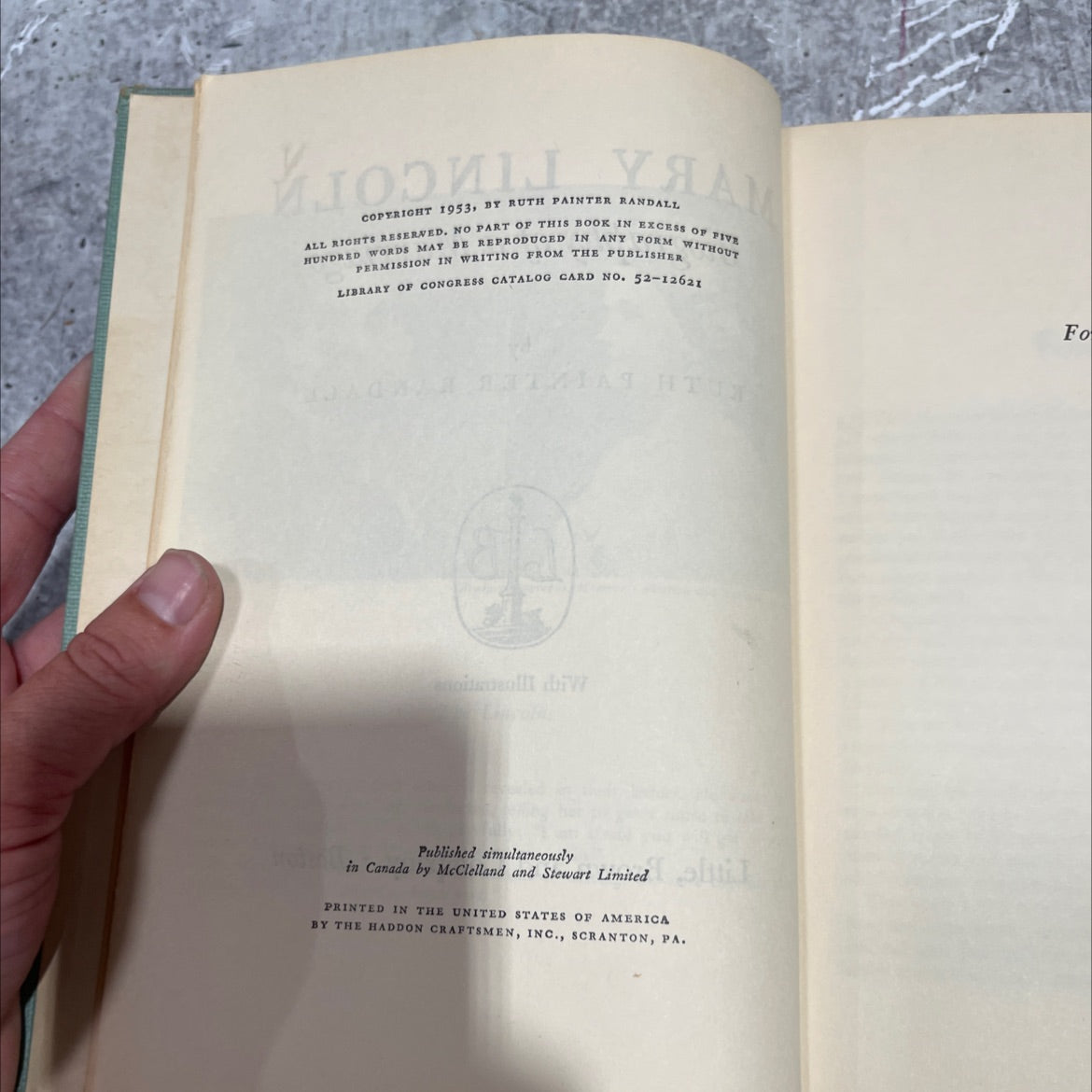 mary lincoln biography of a marriage book, by ruth painter randall, 1953 Hardcover image 3