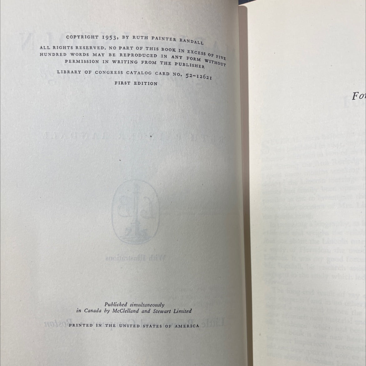 mary lincoln book, by ruth painter randall, 1953 Hardcover image 3