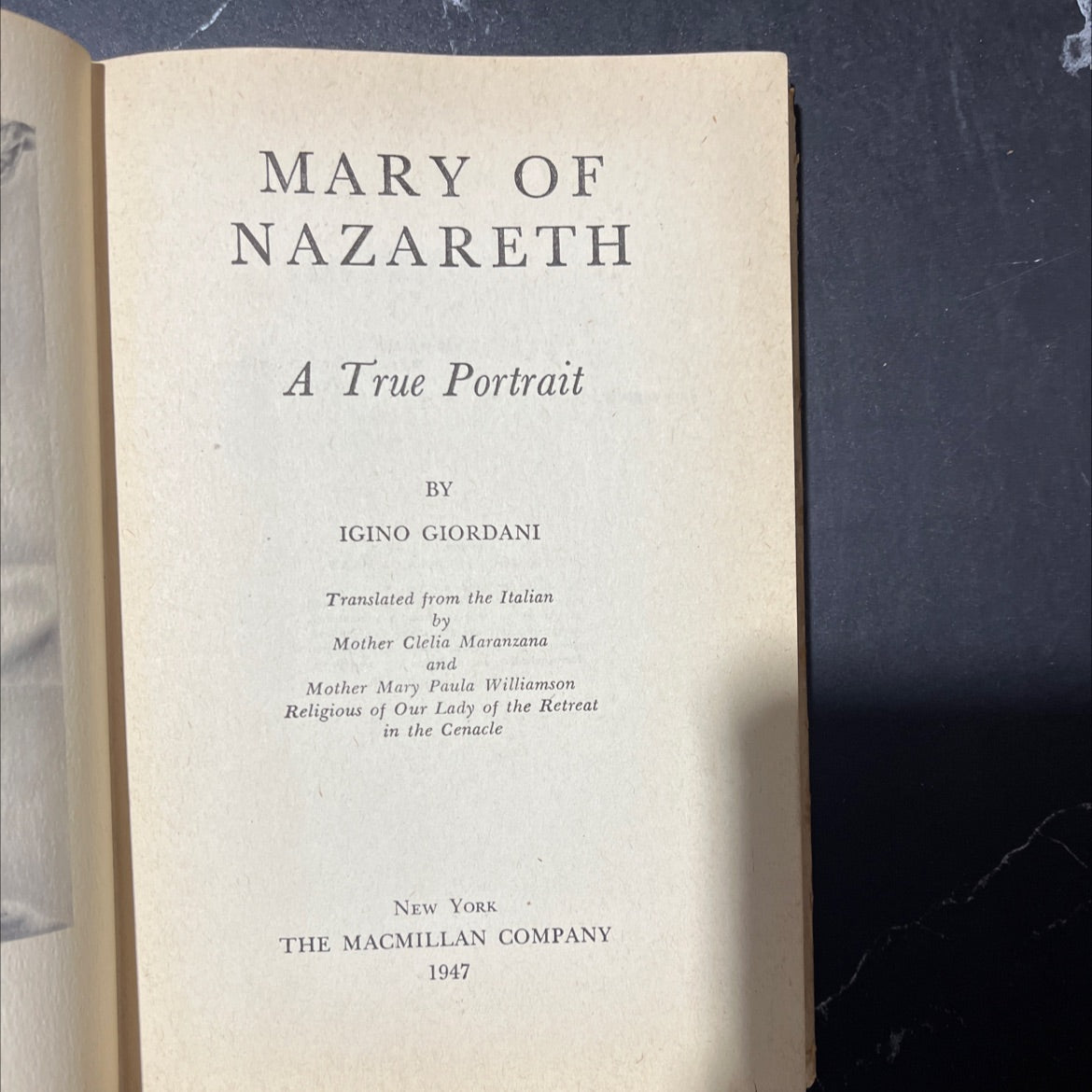 mary of nazareth a true portrait book, by igino giordani, 1947 Hardcover image 2