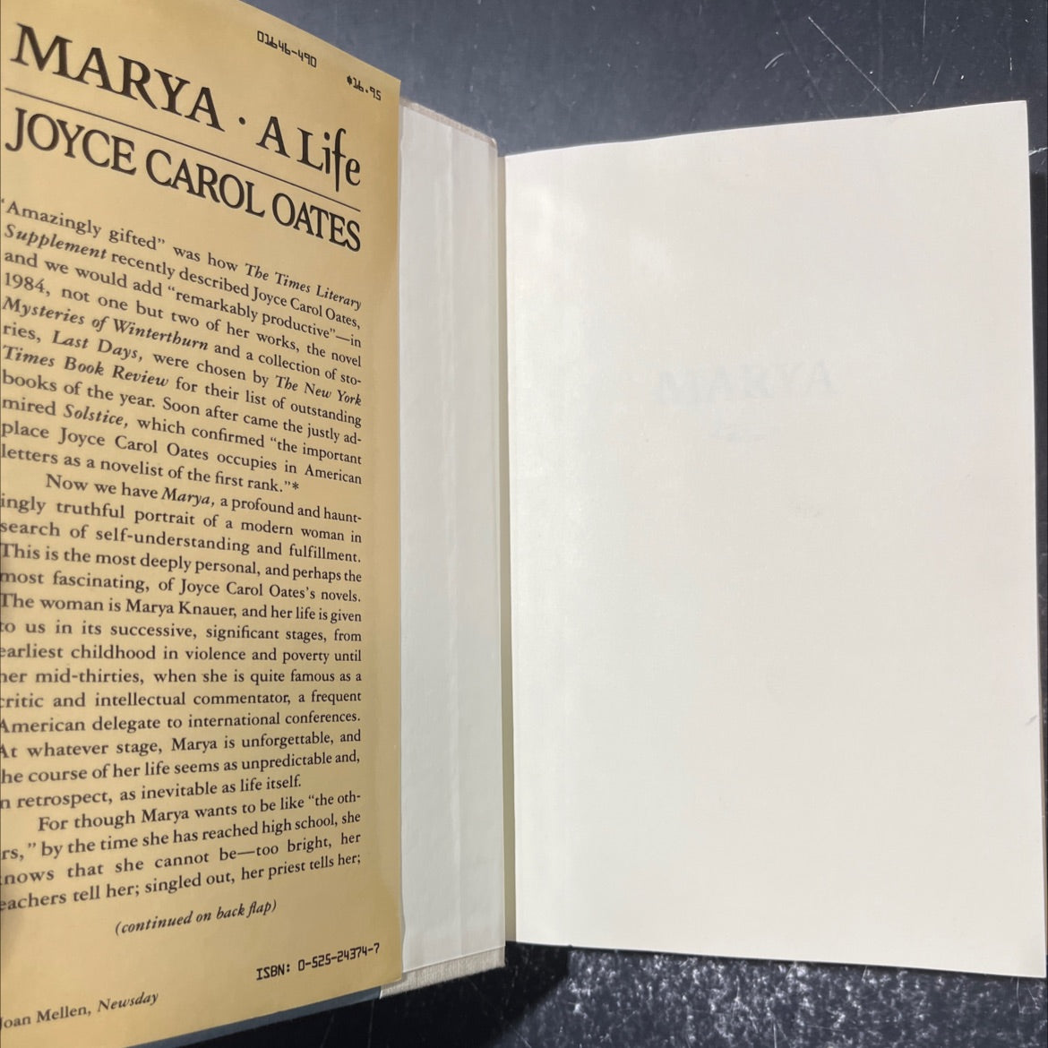 marya a life book, by joyce carol oates, 1986 Hardcover image 4