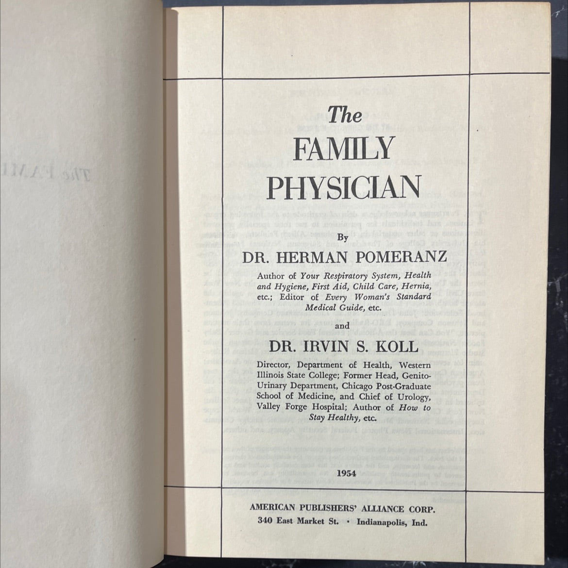 masat the family physician book, by dr. herman pomeranz, dr. irvin s. koll, 1954 Hardcover image 2