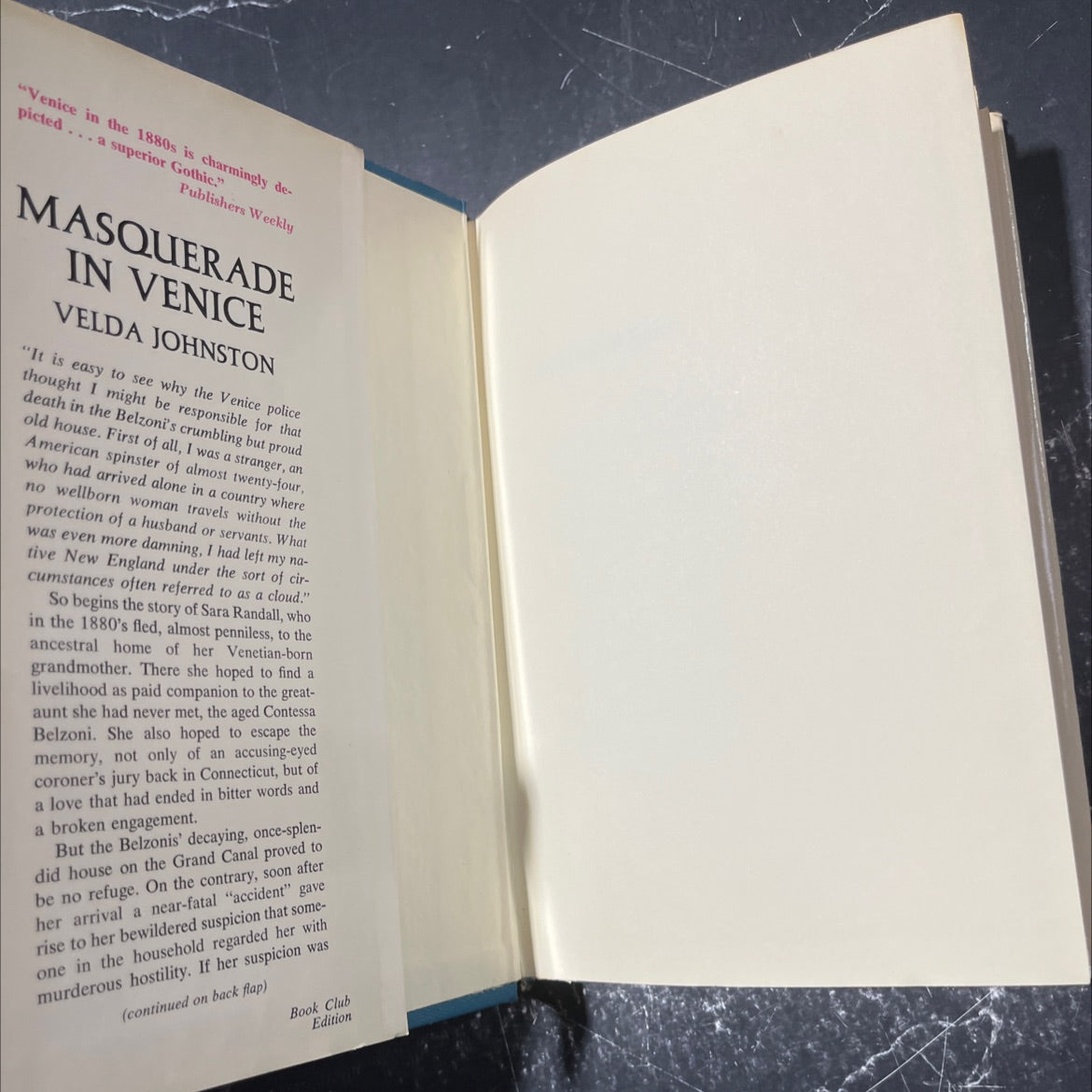 masquerade in venice book, by velda johnston, 1973 Hardcover image 4