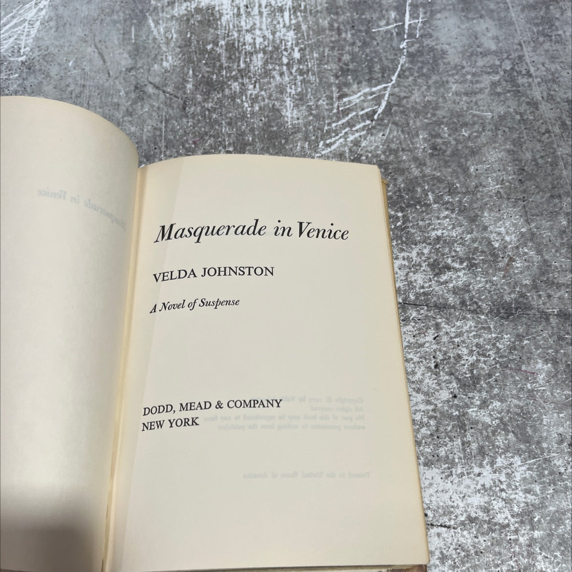 masquerade in venice book, by velda johnston, 1973 Hardcover image 2