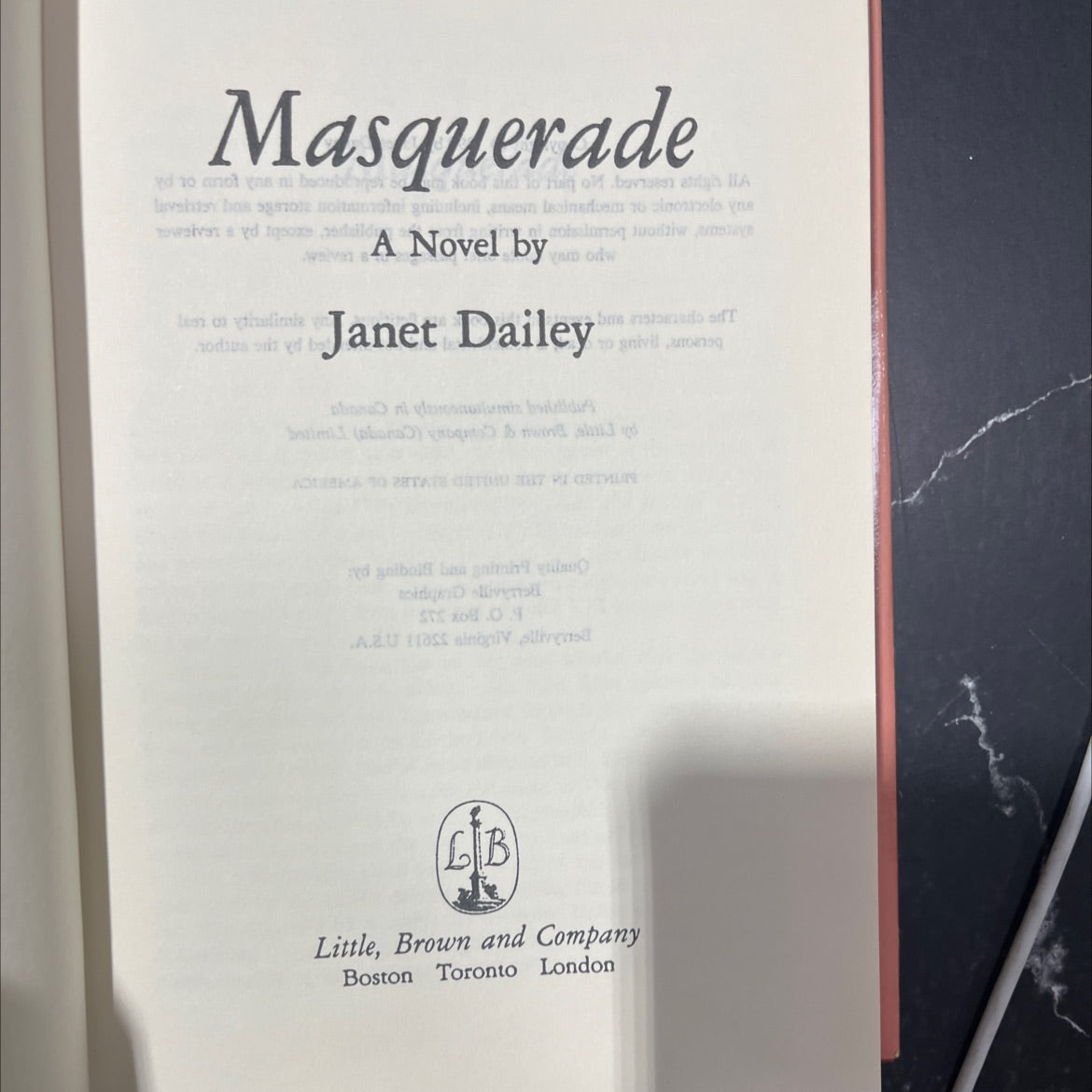 masquerade book, by janet dailey, 1990 Hardcover image 2