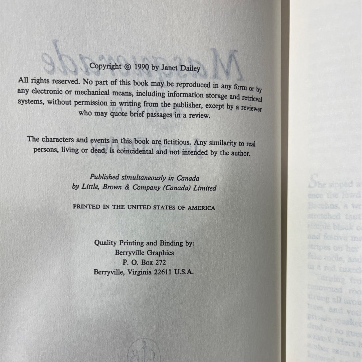 masquerade book, by janet dailey, 1990 Hardcover image 3