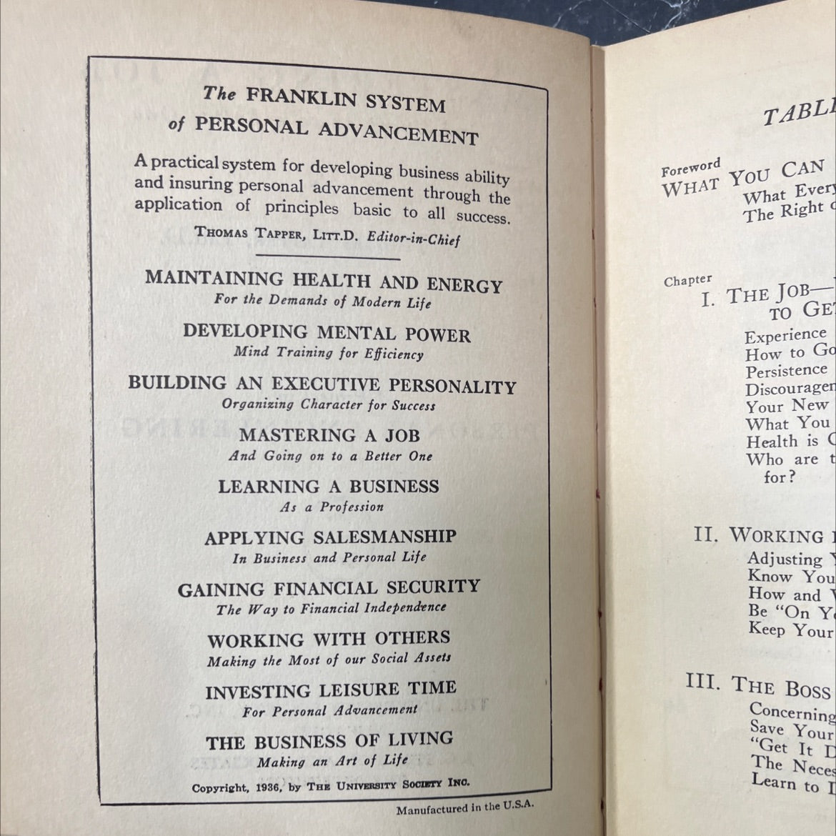 mastering a job and going on to a better one book, by thomas tapper, 1936 Hardcover image 3