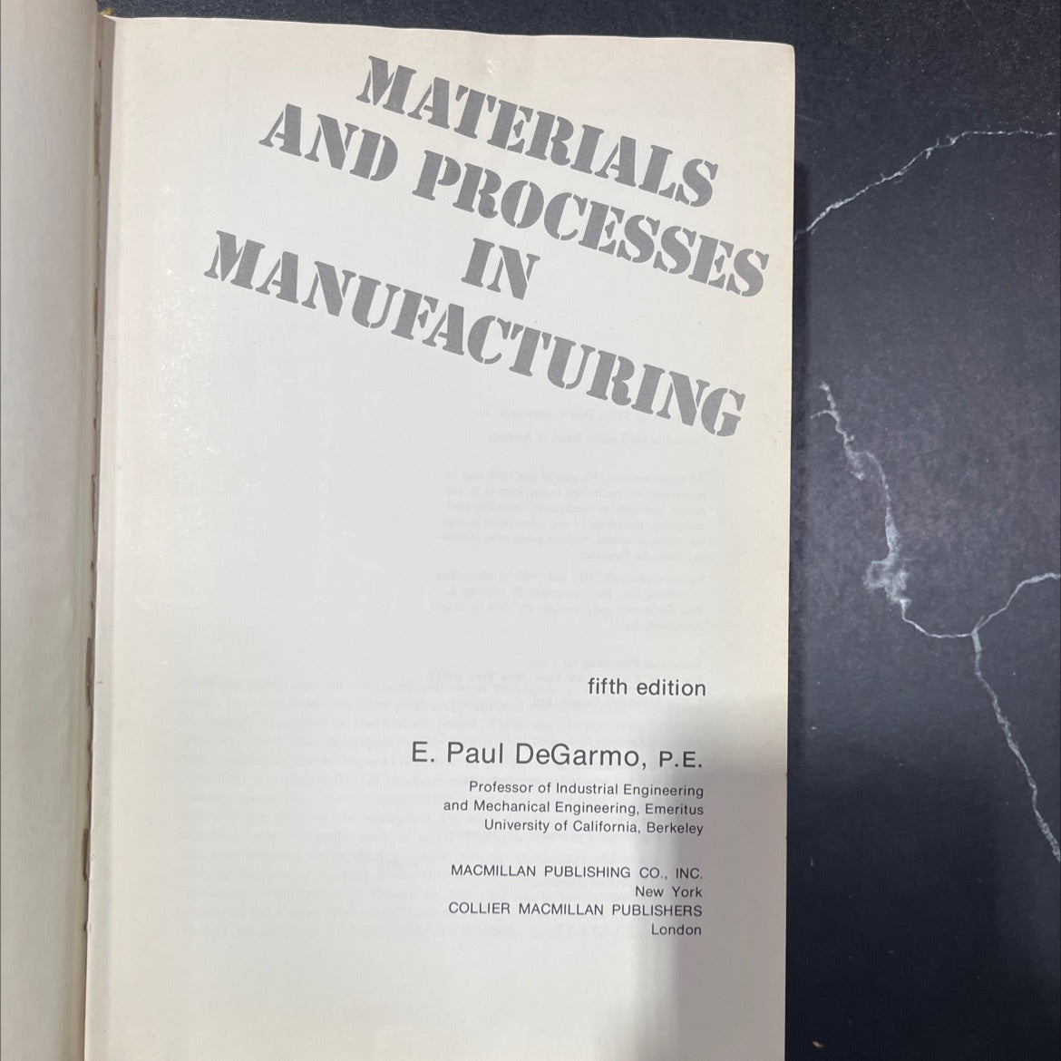 materials and processes in manufacturing book, by E. Paul DeGarmo, 1979 Hardcover image 2