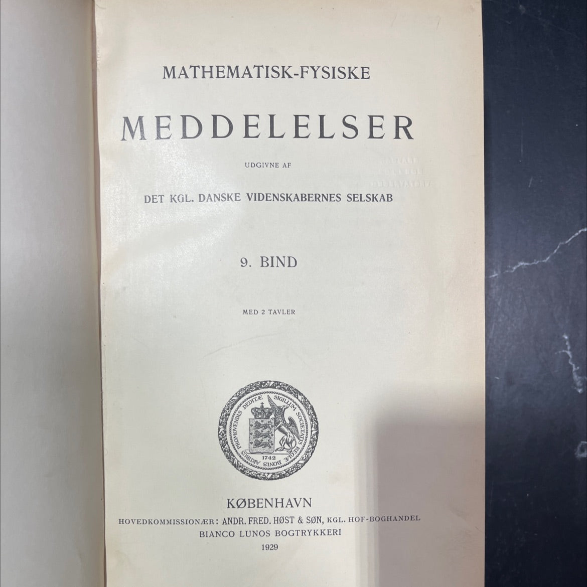 mathematical-physical communications published by the royal danish society of sciences book, by unknown, 1929 Hardcover image 2