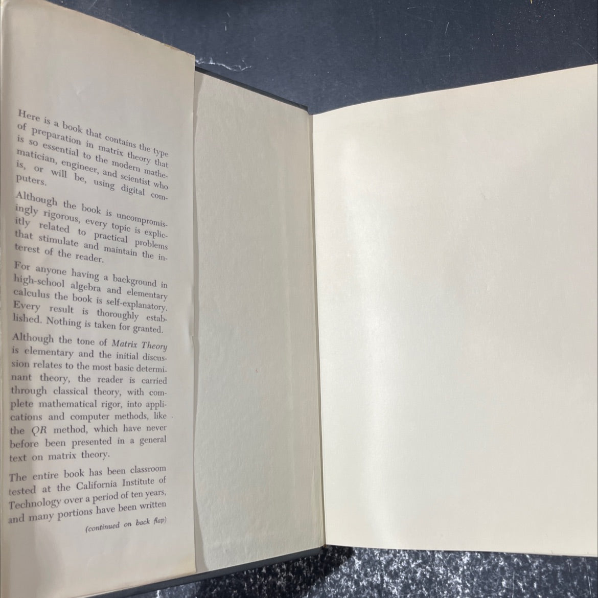 matrix theory book, by Joel N. Franklin, 1968 Hardcover image 4