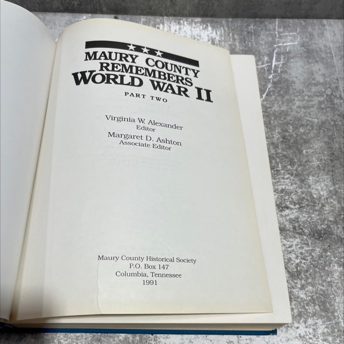 maury county remembers world war ii part two book, by virginia w. alexander, 1991 Hardcover image 2
