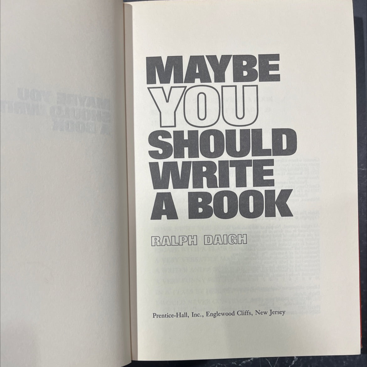 maybe you should write a book book, by ralph daigh, 1977 Hardcover image 2
