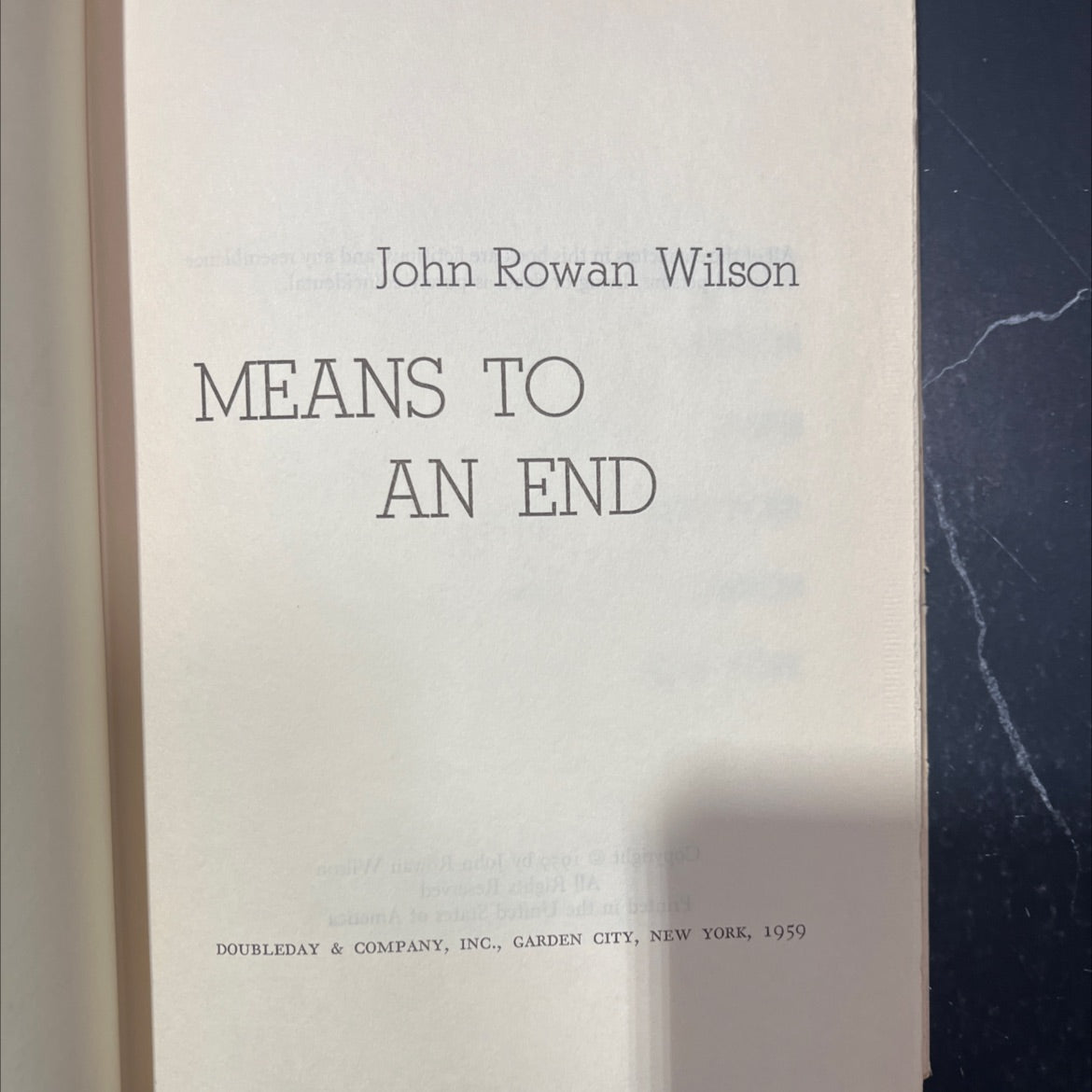 means to an end book, by John Rowan Wilson, 1959 Hardcover image 2