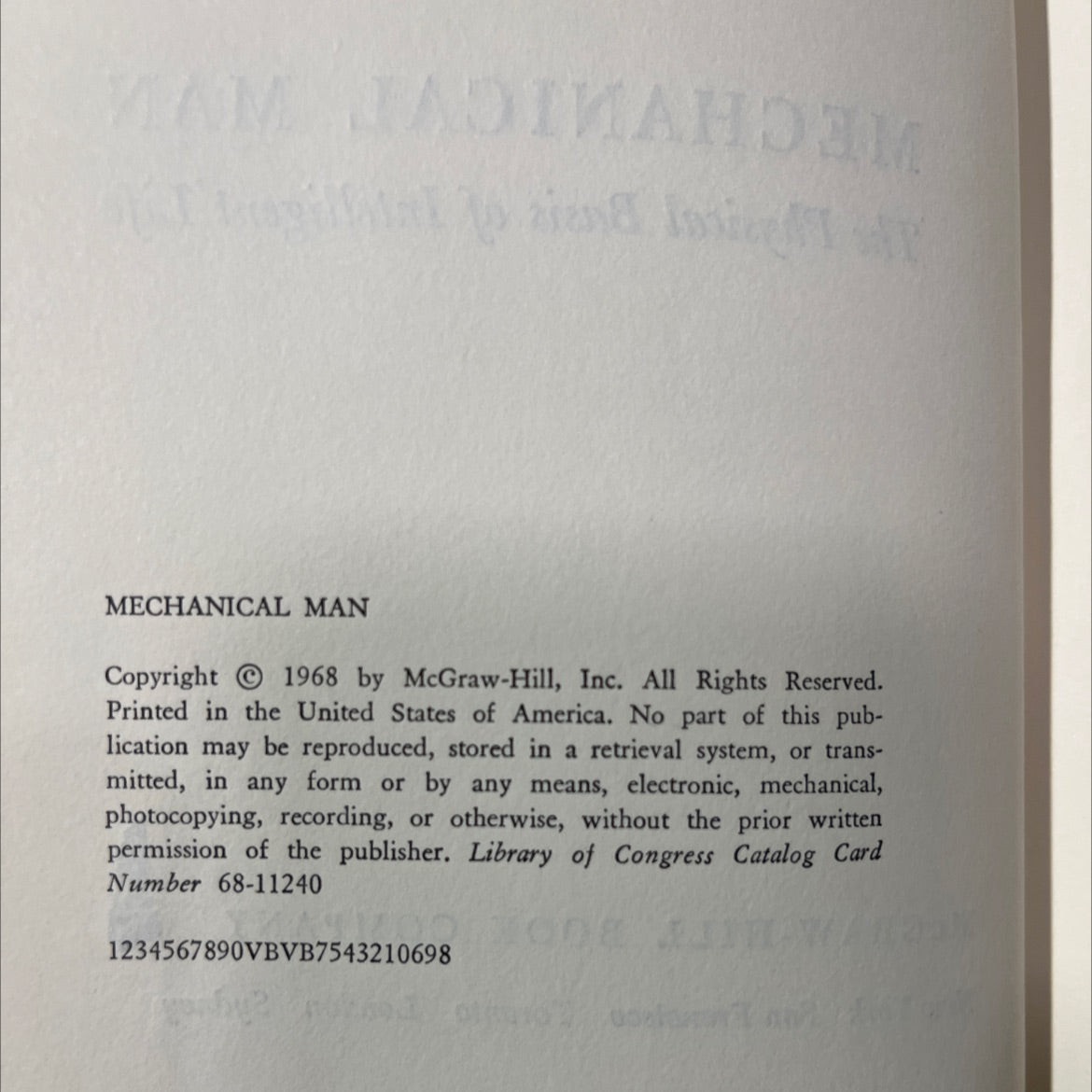 mechanical man the physical basis of intelligent life book, by dean e. wooldridge, 1968 Hardcover image 3
