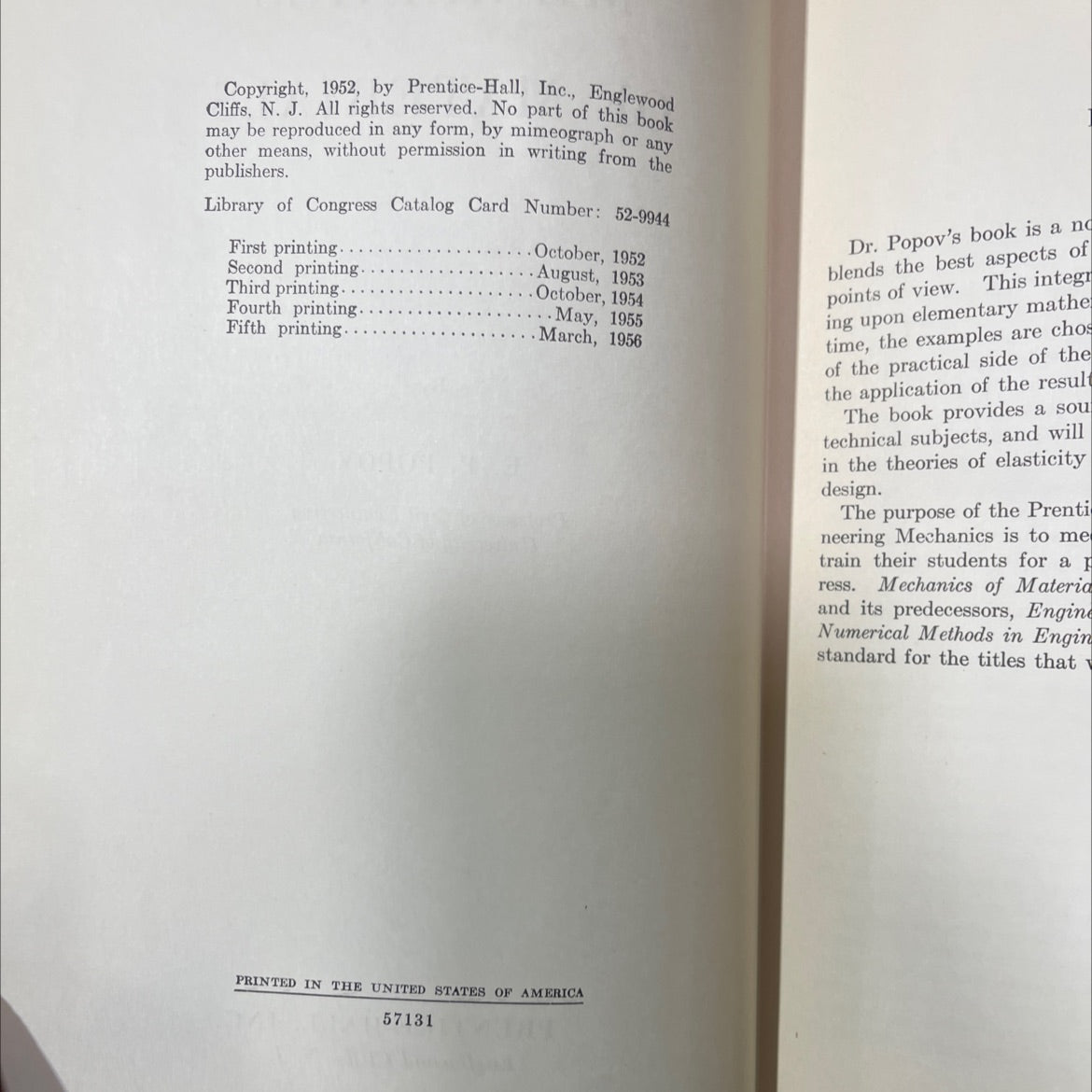 mechanics of materials book, by e. p. popov, 1956 Hardcover image 3