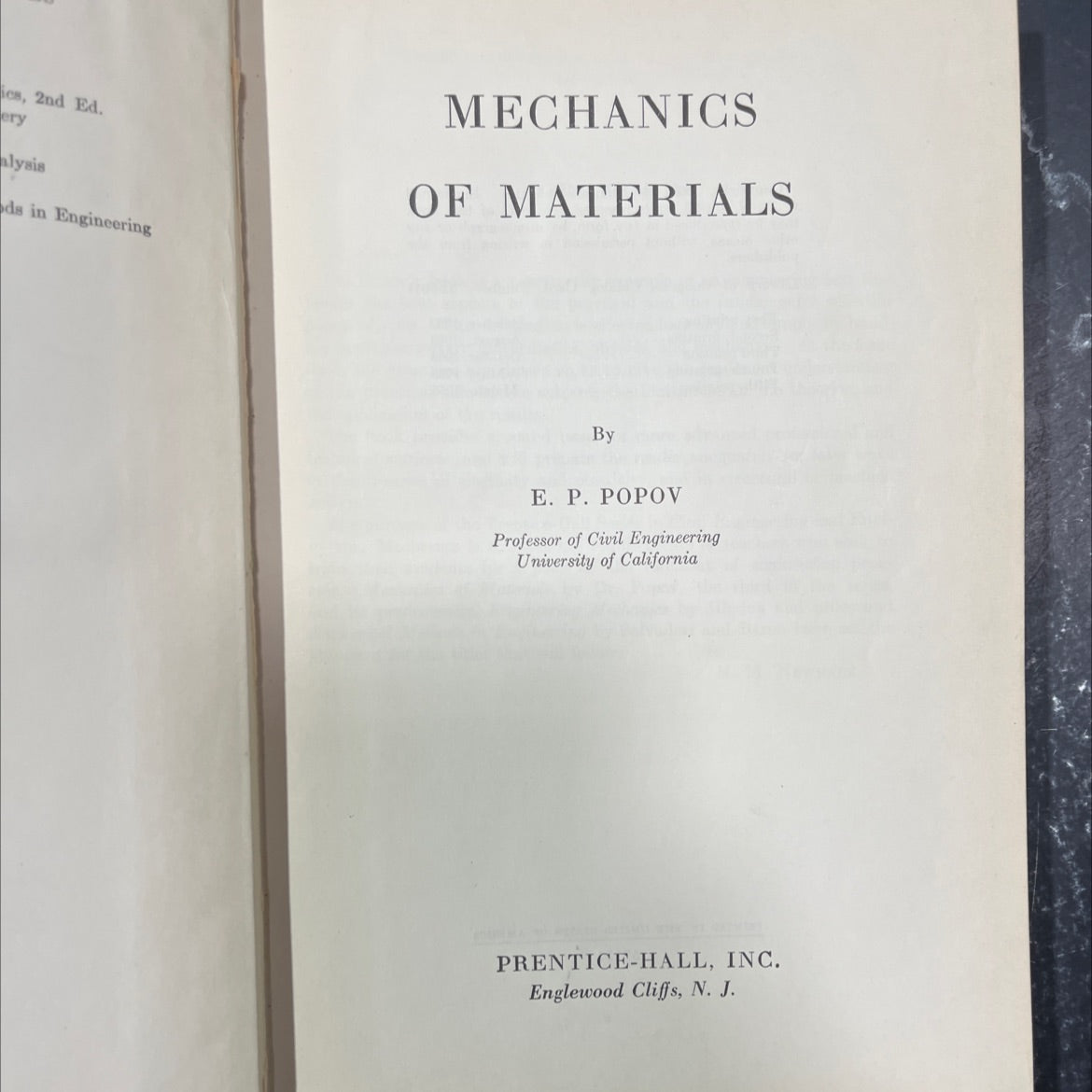 mechanics of materials book, by e. p. popov, 1956 Hardcover image 2