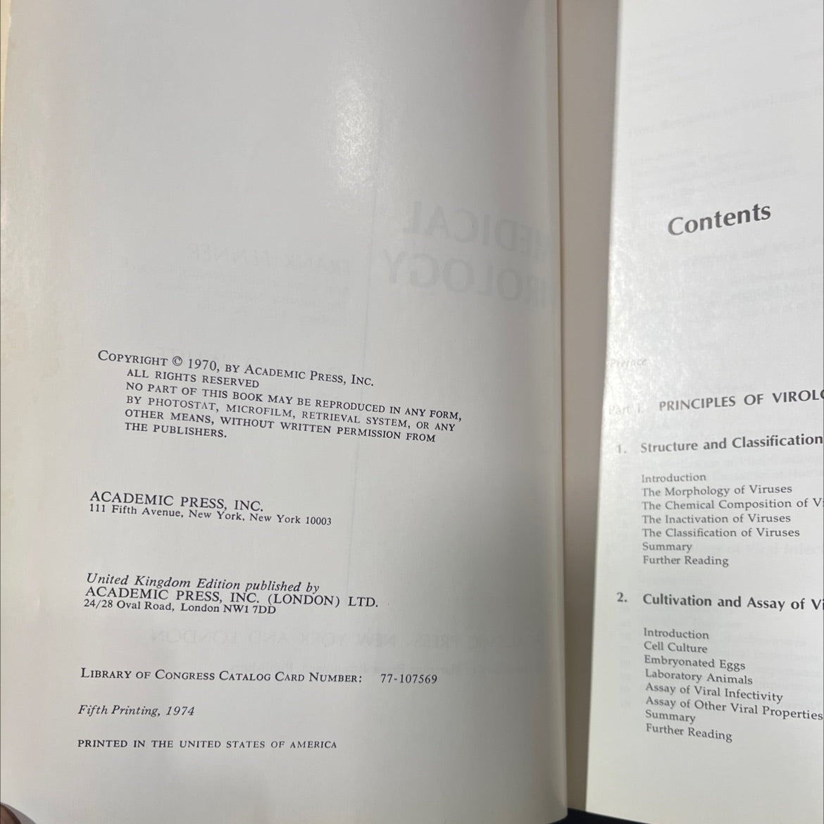 medical virology book, by frank fenner, david o. white, 1970 Hardcover image 3