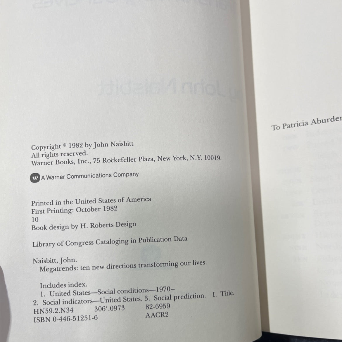megatrends ten new directions transforming our lives book, by John Naisbitt, 1982 Hardcover image 3