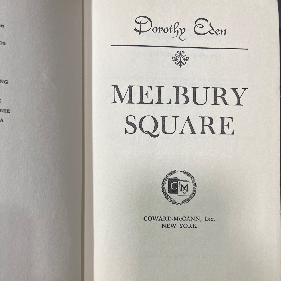 melbury square book, by dorothy eden, 1970 Hardcover image 2