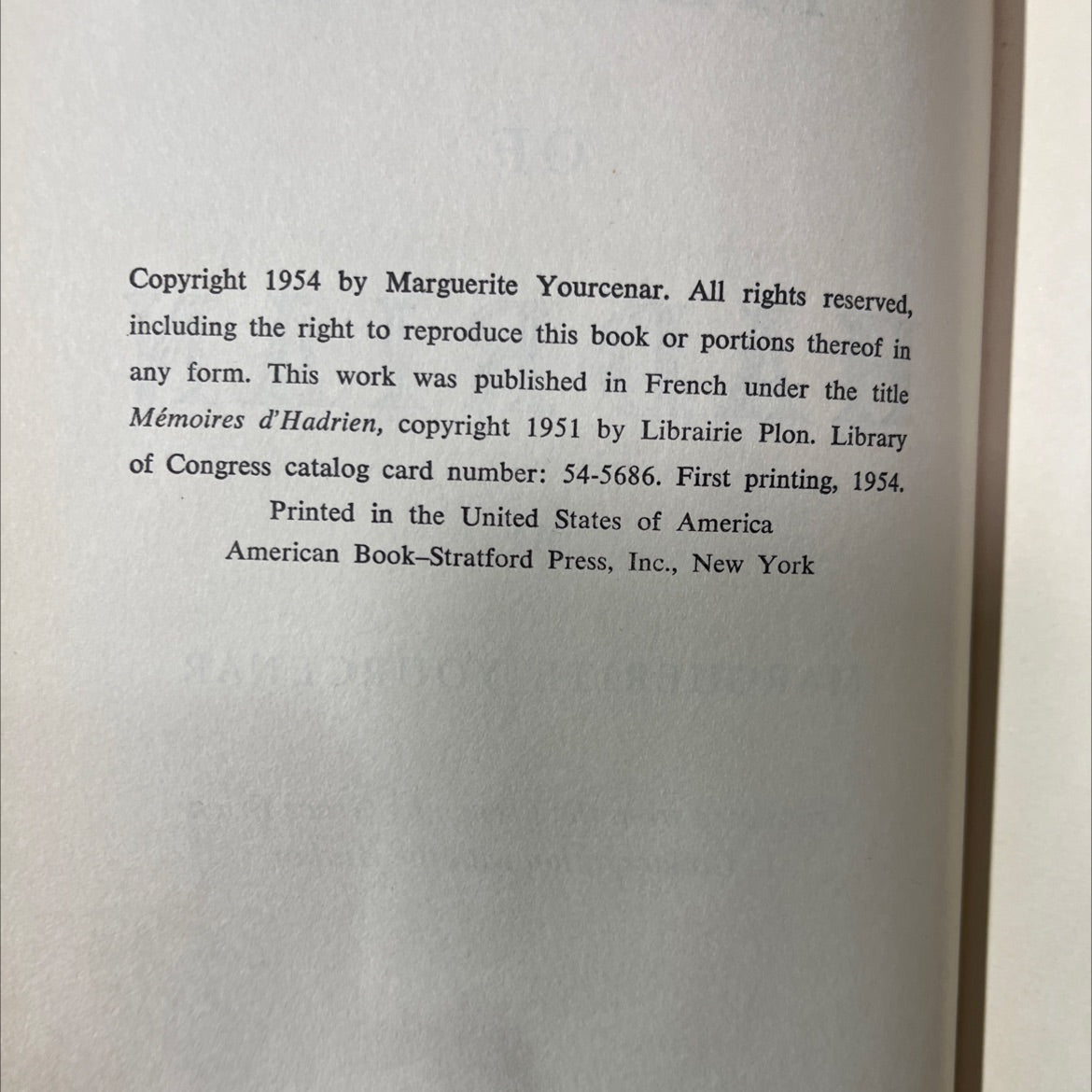 memoirs of hadrian book, by marguerite yourcenar, 1954 Hardcover image 3