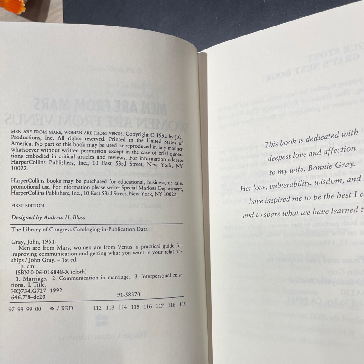 men are from mars, women are from venus book, by John Gray, Ph.D., 1992 Hardcover image 3