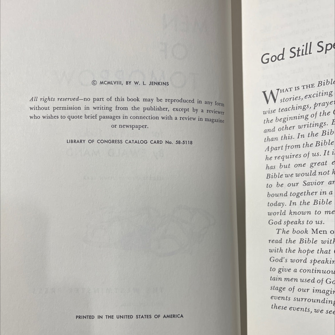 men of tomorrow stories from the bible for youth of today book, by ewald mand, 1958 Hardcover image 3