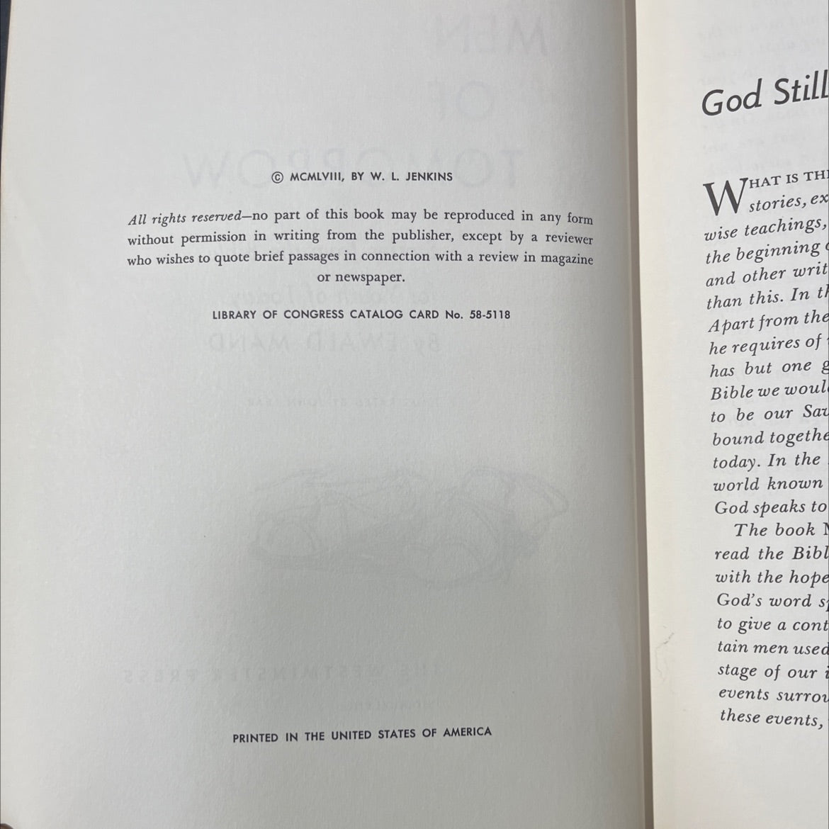 men of tomorrow stories from the bible for youth of today book, by ewald mand, 1958 Hardcover image 3