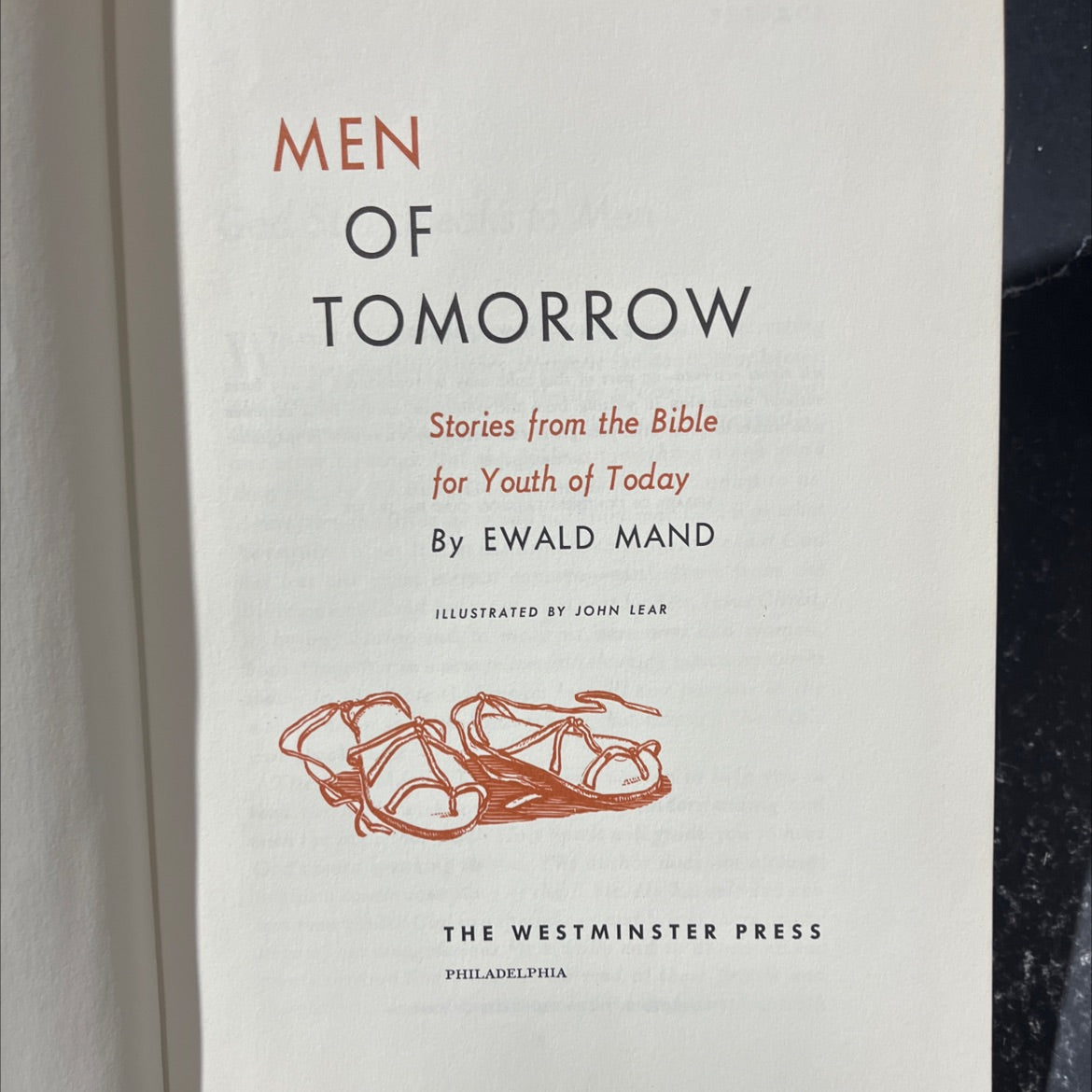 men of tomorrow stories from the bible for youth of today book, by ewald mand, 1958 Hardcover image 2